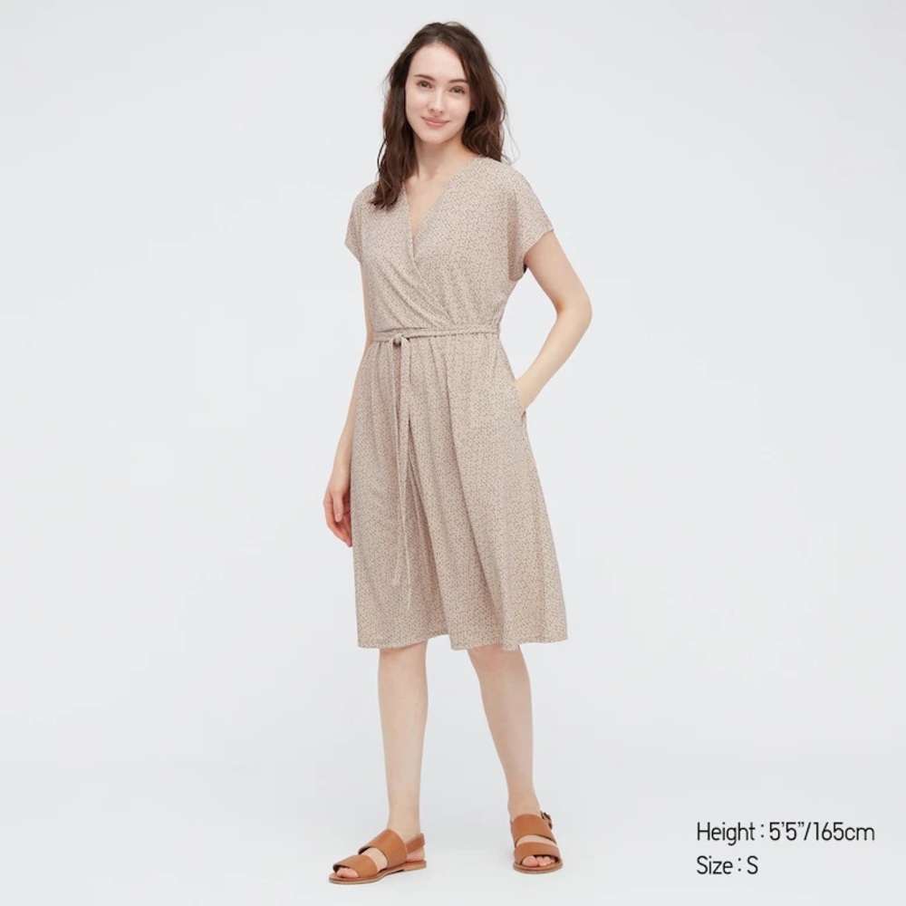 UNIQLO Crepe Jersey Short Sleeve Wrap Dress